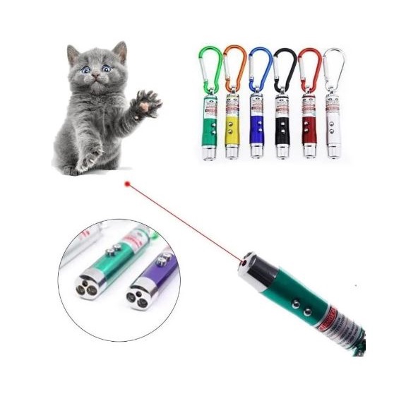 Laser Pointer para Gatos e Cachorros Brinquedo Interativo Pet Lanterna LED Chaveiro 3 em 1 em Oferta na Shopee
