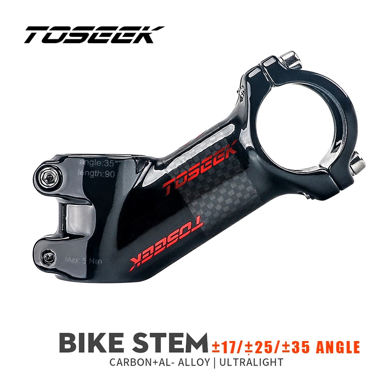 Toseek Tomek 31.8mm De Fibra De Carbono Haste Da Bicicleta De Estrada 25/35 Graus Ultralight Mesa 70/80/90/100mm Poder Mtb Acessórios Para Bicicletas