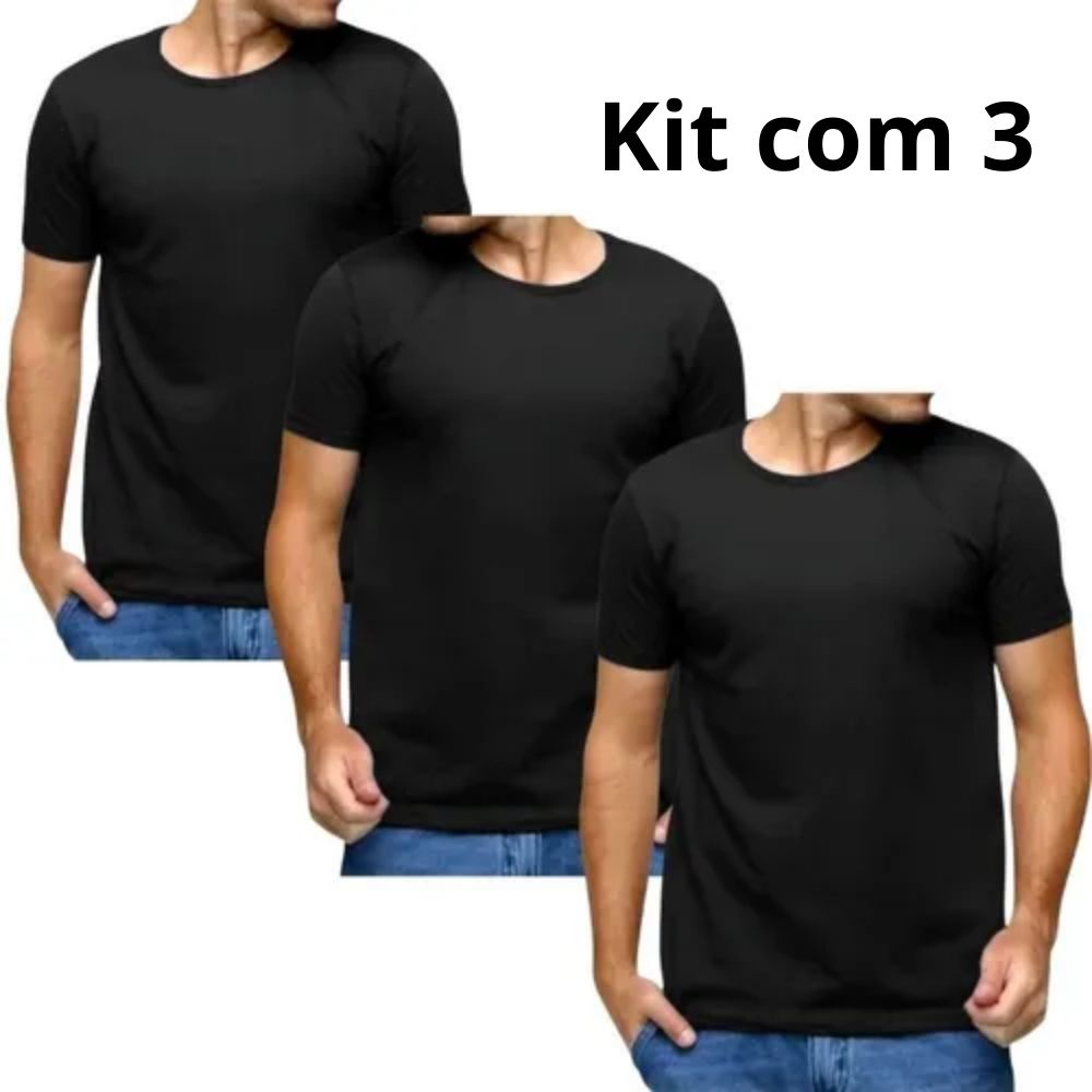 Kit 3 Camisetas Lisa Algodao 30.1 Basica Slim Fit Academia Shopping Treino Trabalho Preta Branca Azul Vermelho Cinza em Oferta na Shopee