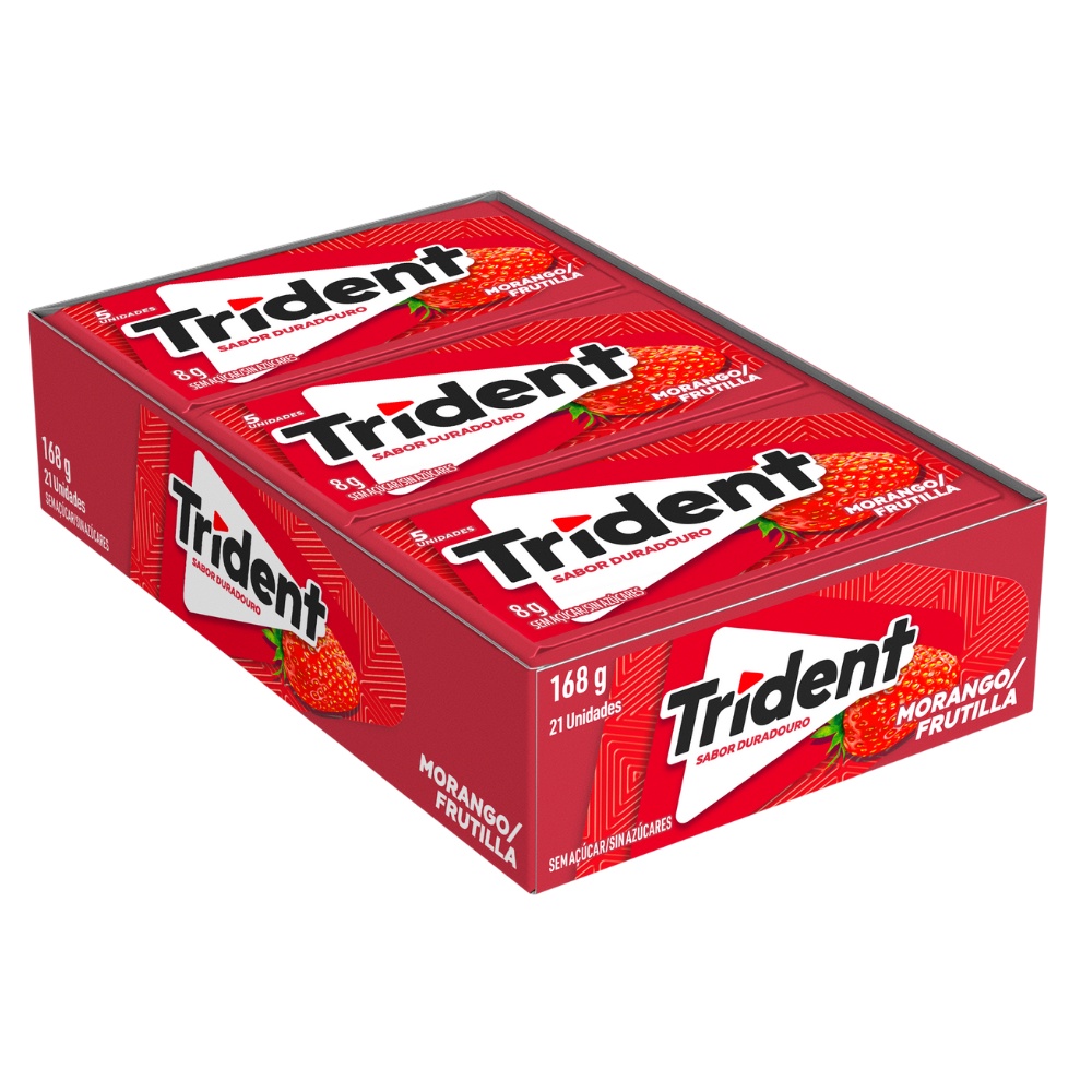 Chiclete Goma de mascar Trident morango 168g 21un