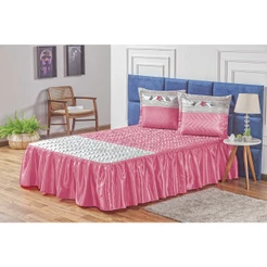 Kit Colcha Cobre Leito Cetim Casal Queen Charmousse Bordada Luxo 3 Peças Brilho Soft
