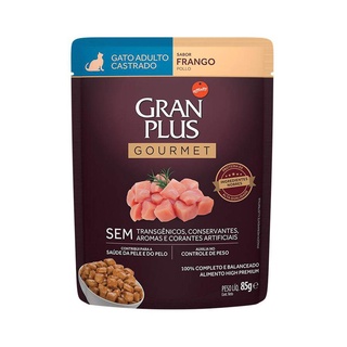 Racao Umida Gran Plus GourGatos Castrado Frango Sache 85gr em Oferta na Shopee