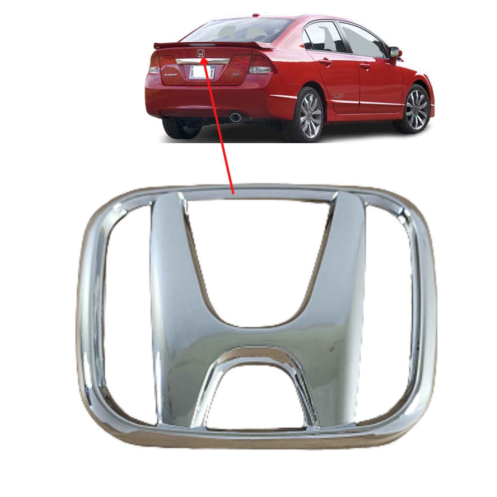 Emblema Traseiro Porta Mala Honda Civic 2007 2008 2009 2010 2011 cromado encaixe