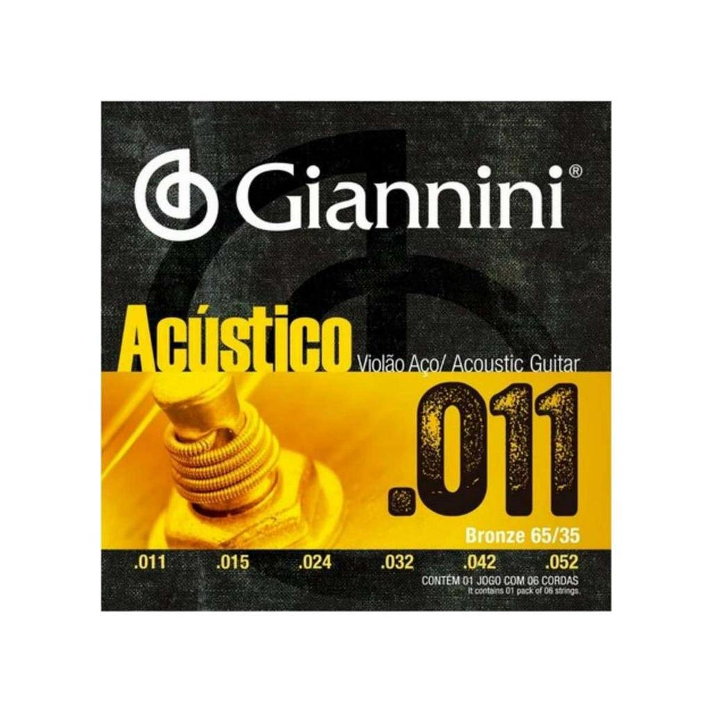 Encordoamento Giannini Acústico para Violão .011 Bronze GESPW