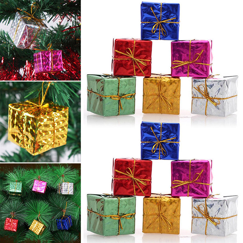 24hs 6 Peças Mini Enfeites De Natal / Caixa De Presente De Espuma Para  Pendurar Na Árvore De Natal / Decoração | Shopee Brasil