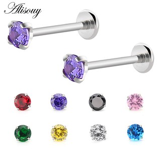 Alisouy 1 Peça 16G Brincos De Cartilagem De Aço Tragus Helix Mistos De Cristal Pircings Stud Labret Body Jewelry Piercing