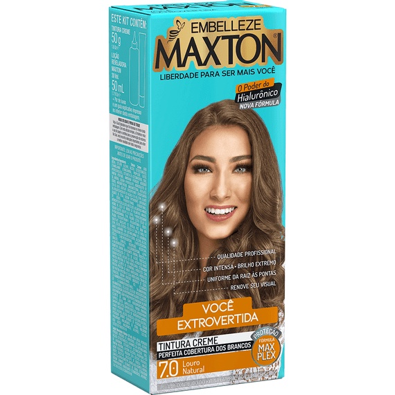 Tinta de cabelo maxton loura +extrovertida louro natural 7.0