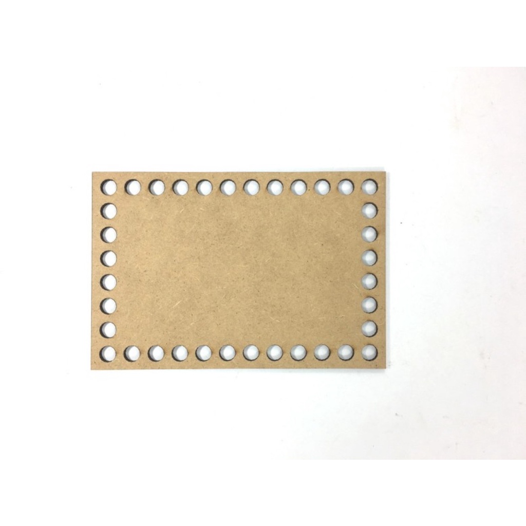 Base de Crochê Retangular Cesto Fio Malha MDF Cachepôt 15x20 cm - Furo 6mm