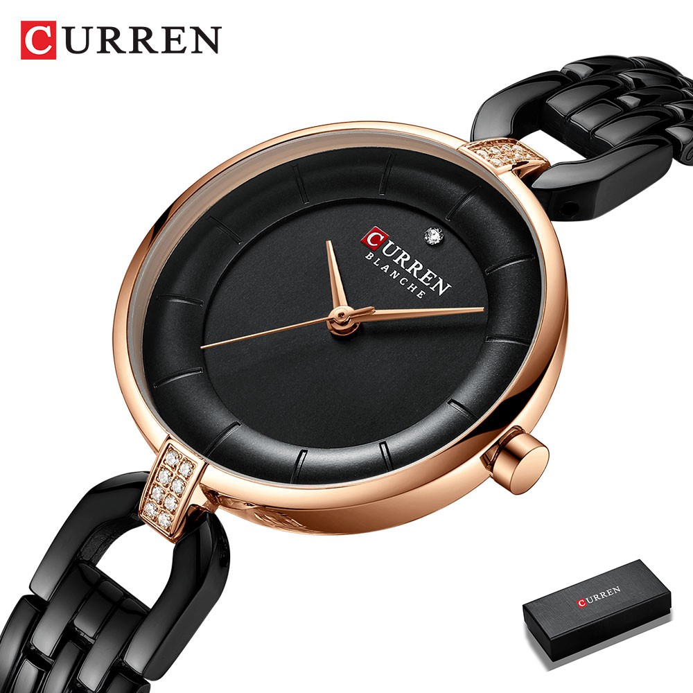 Curren Relógio De Quartzo Feminino À Prova D'água Com Strass E Pulseira De Aço Inoxidável 9052 em Oferta na Shopee