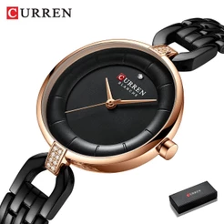 Curren Relógio De Quartzo Feminino À Prova D'água Com Strass E Pulseira De Aço Inoxidável 9052