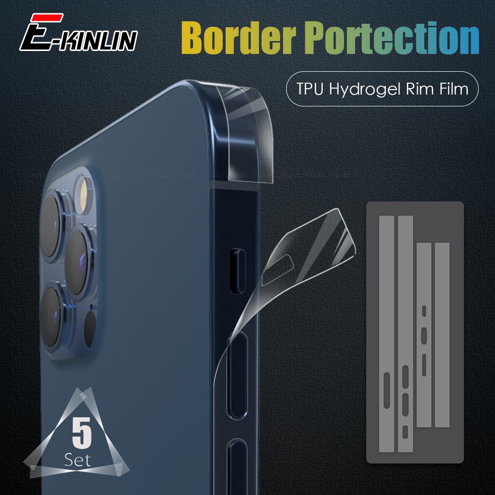 5 Set/Lote Adesivo De Fibra De Carbono Transparente Fosco Filme Lateral Do Telefone Compatível Para iPhone 16 15 14 Plus 13 12 Pro Max Quadro Protetor Borda De Hidrogel mini