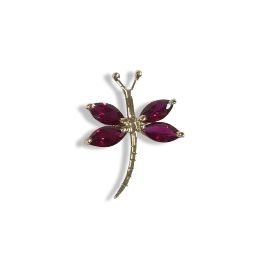 Pingente Libélula Navete Zirconia 3x6 Ouro 18k