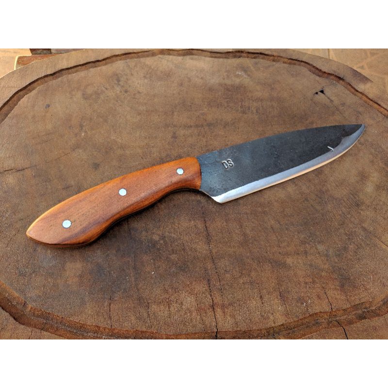 Faca do Chef, faca artesanal de disco de arado aço carbono, brutforge com fio polido - Faca cutelaria