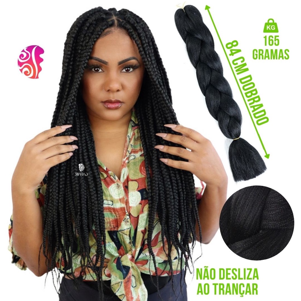 Cabelo Jumbo Kanekalon Para Tranças Box Braids Original De Fabrica Cor Unica  +Agulha