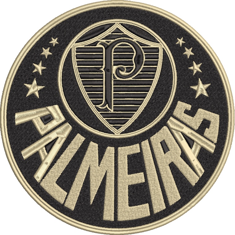 patch bordado termocolante - escudo dourado - clube time futebol palmeiras - 8cm