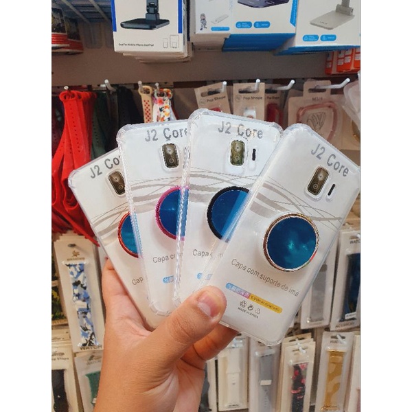 Capa Transparente J2 Core com Pop Socket Promoção