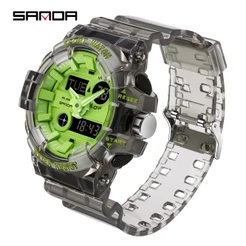 SANDA Relógio Unissex Com Calendário/Cronômetro/Multifuncional Transparente LED Luminoso 3100-12