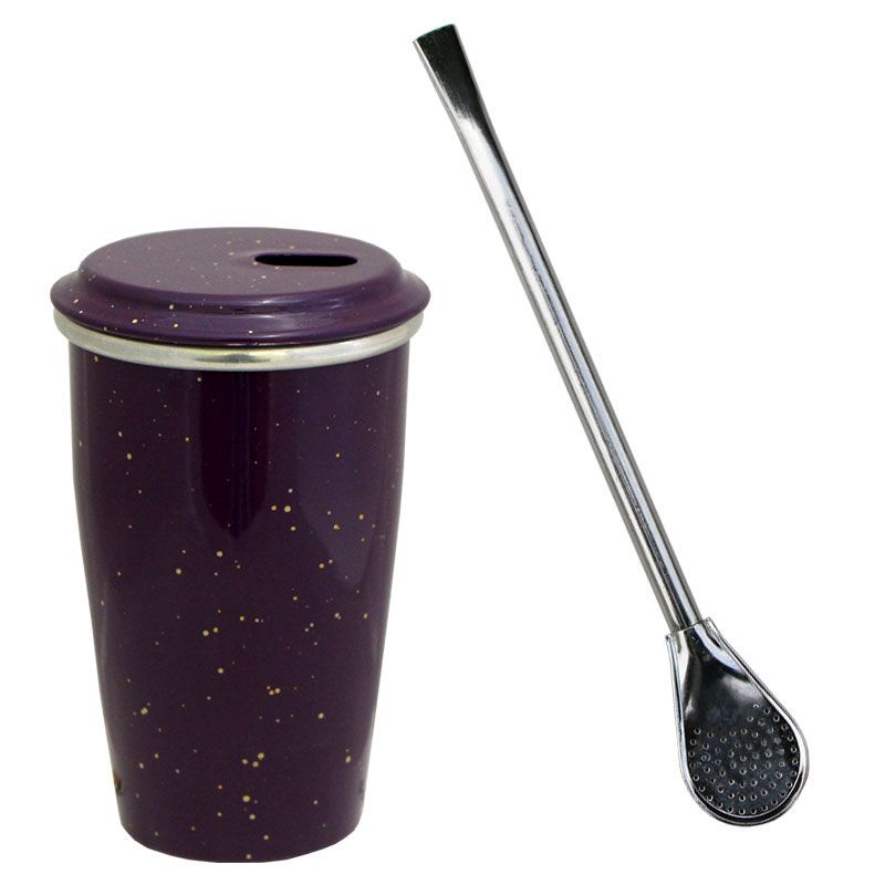 Kit Terere: Copo Termico e Bomba Metal Roxo - Gastrobel