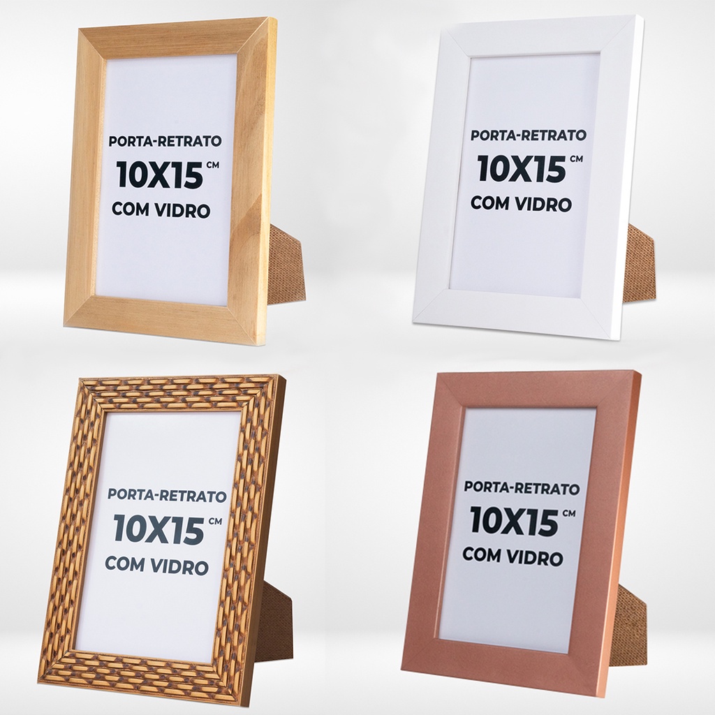 Porta Retrato 10x15 cm Com Vidro Para Foto Moldura de Madeira em Oferta na Shopee