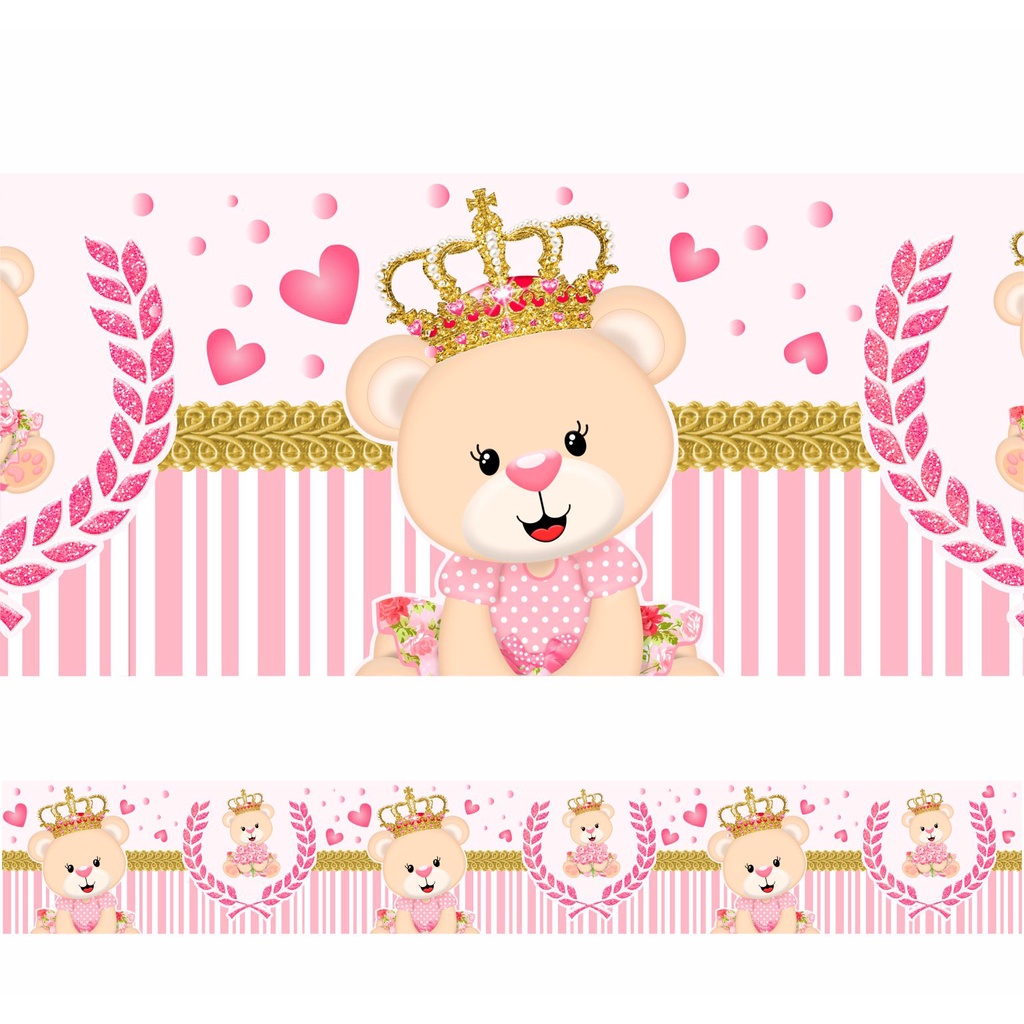 Kit 3 Faixas Decorativas Adesivo Infantil Ursinha Princesa