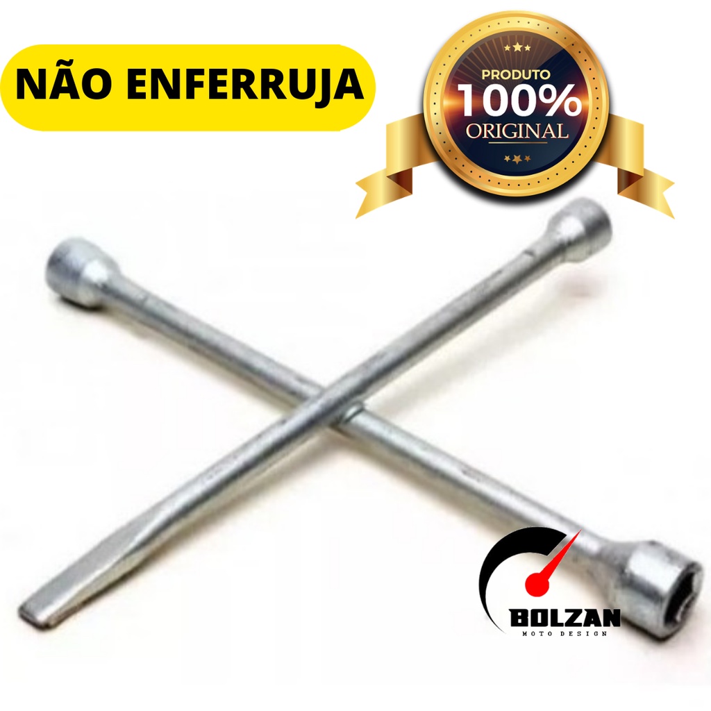 Chave de roda Cruz 3 Bocas 17-19-21mm com Espátula Universal Carro Aro 13 14 15 16 17 18 19 e 20