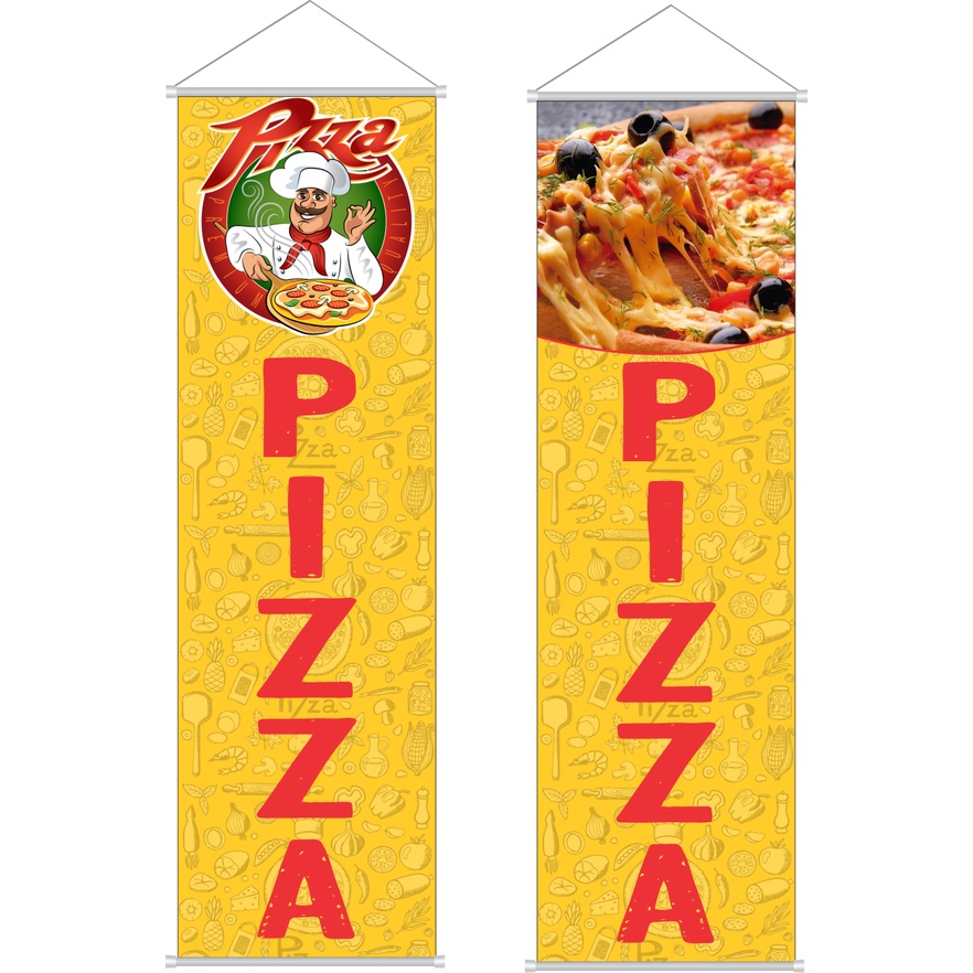 Banner em lona Pizzaria Vertical pizza propaganda anúncio venda empreendedorismo