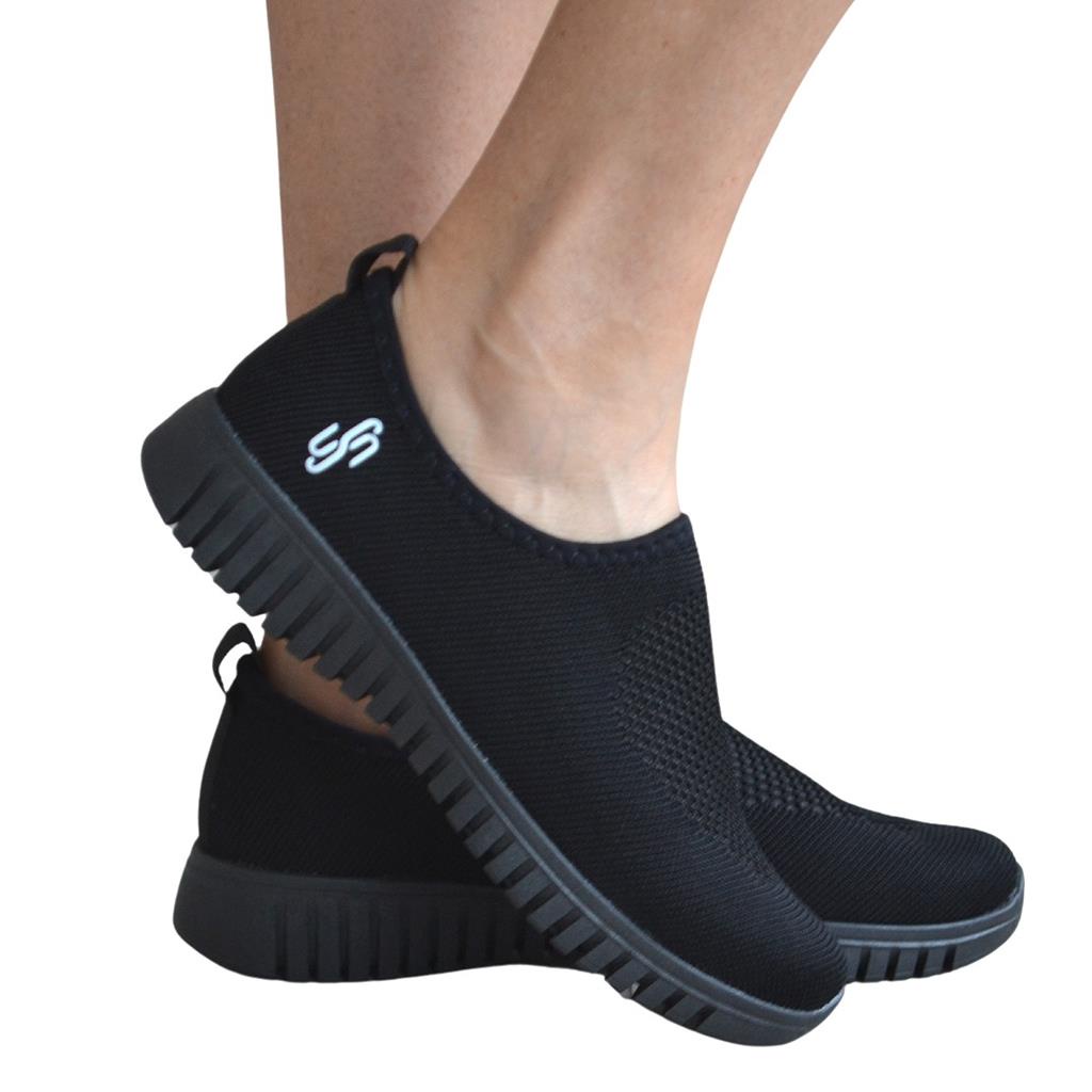 Tenis Feminino Slip On Flatform Tecido Usaflex Ae2208 Preto