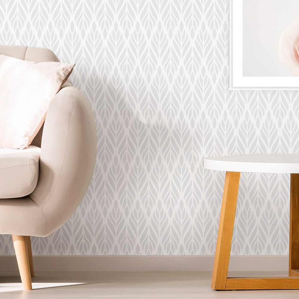 Papel de Parede Adesivo Arabesco Cinza no Branco