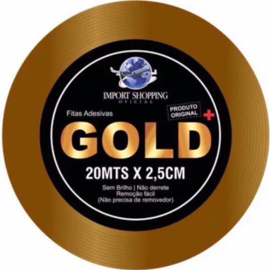 FITA DUPLA FACE - GOLD + 20 METROS  2,5 CM PRÓTESE CAPILAR em Oferta na Shopee