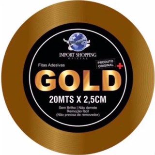 FITA DUPLA FACE - GOLD + 20 METROS  2,5 CM PRÓTESE CAPILAR em Oferta na Shopee