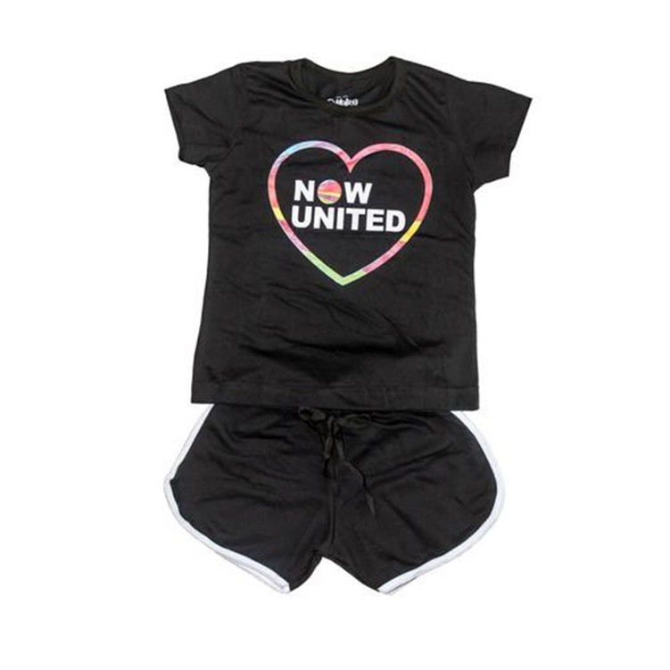 Conjunto Banda Now United Infantil Conjunto Blusa e Short Kpop Juvenil Preto Pop Menina Criança Lançamento Feminino