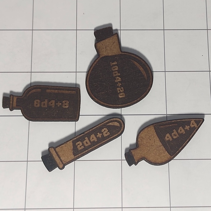 poções de cura em miniatura para RPG em MDF