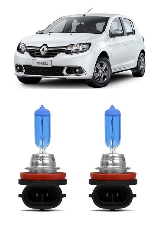 Par Lampada Super Branca Farol De Milha Renault Sandero K H