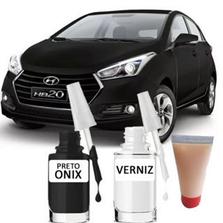 Tinta Tira Risco Automotivo Hyundai Hb20 Preto Onix 10ml + Cera De Polir 15ml Para Polimento em Oferta na Shopee