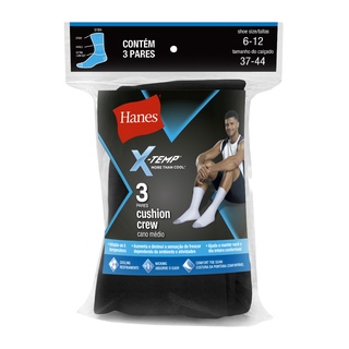 Kit com 3 Meias Hanes Cano Médio 5184 Preto - Único