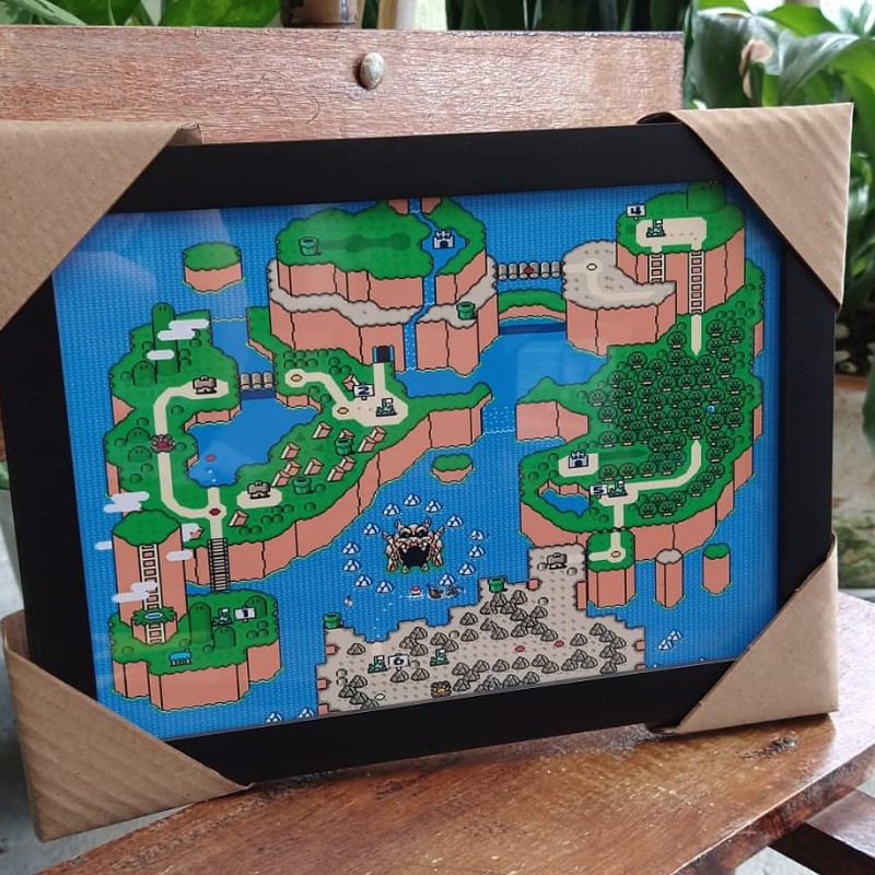 Quadro Super Mario Mapa Jogo Para Decorar