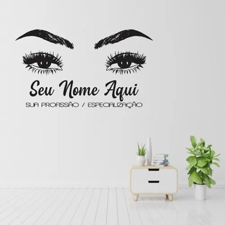 Adesivo Decorativo Designer Sobrancelha Nome Personalizado Salão de Beleza