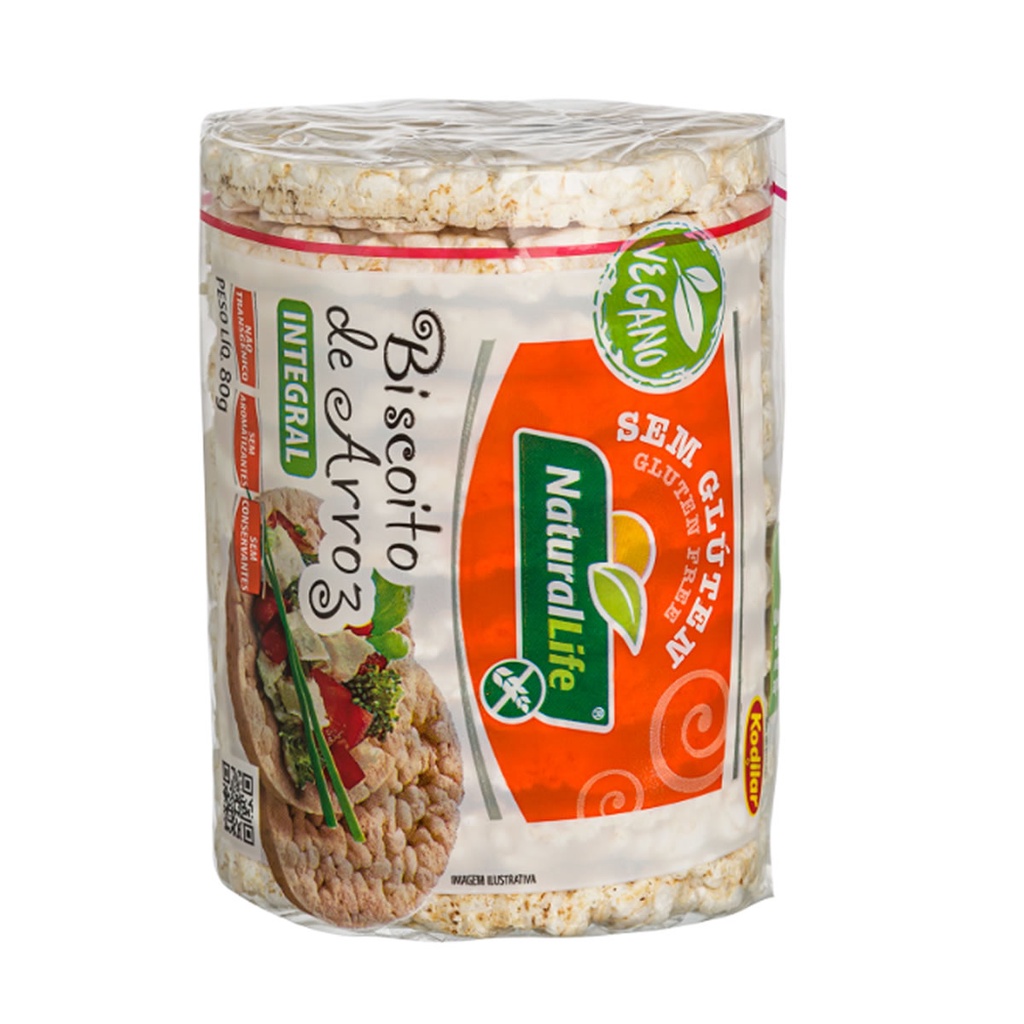 Biscoito de Arroz Integral Sem Glúten  80g - NaturalLife