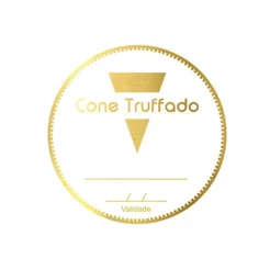 Adesivo "Cone Trufado" com Validade - Ref 2004 - Hot Stamping - Dourado - 1 unidade Pct. c/ 50 unds. - Stickr - Rizzo