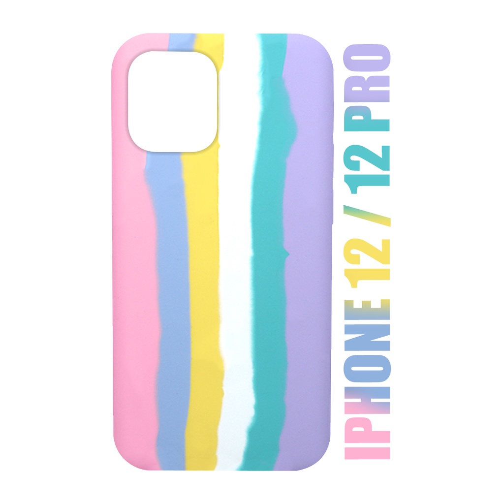 Case Capinha case aveludada Arco Iris Candy LGBT Algodão Doce Compatível IPhone 12 Pro tela 6.1