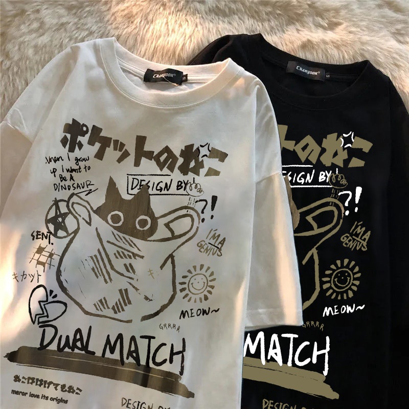 Kawaii O Floppa Harajuku Camisetas de Verão Dos Homens/Mulheres