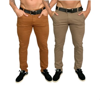 Kit 2 Calça Sarja Masculina Com Lycra Elastano Slim em Oferta na Shopee