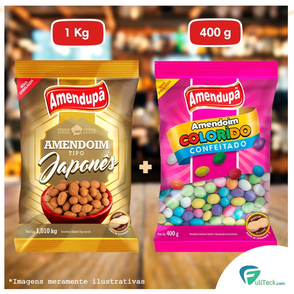 Amendoim Japonês 1Kg + Amendoim Colorido 400g Amendupã Qualidade e Sabor em Oferta na Shopee