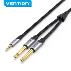 Cabo De Áudio Vention TRS 3.5mm Macho/TS 6.5mm Conectar Telefone PC