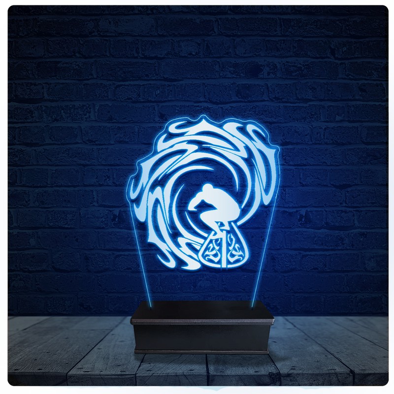 Luminária Led Acrilico Abajur - Surf Surfista Praia 02
