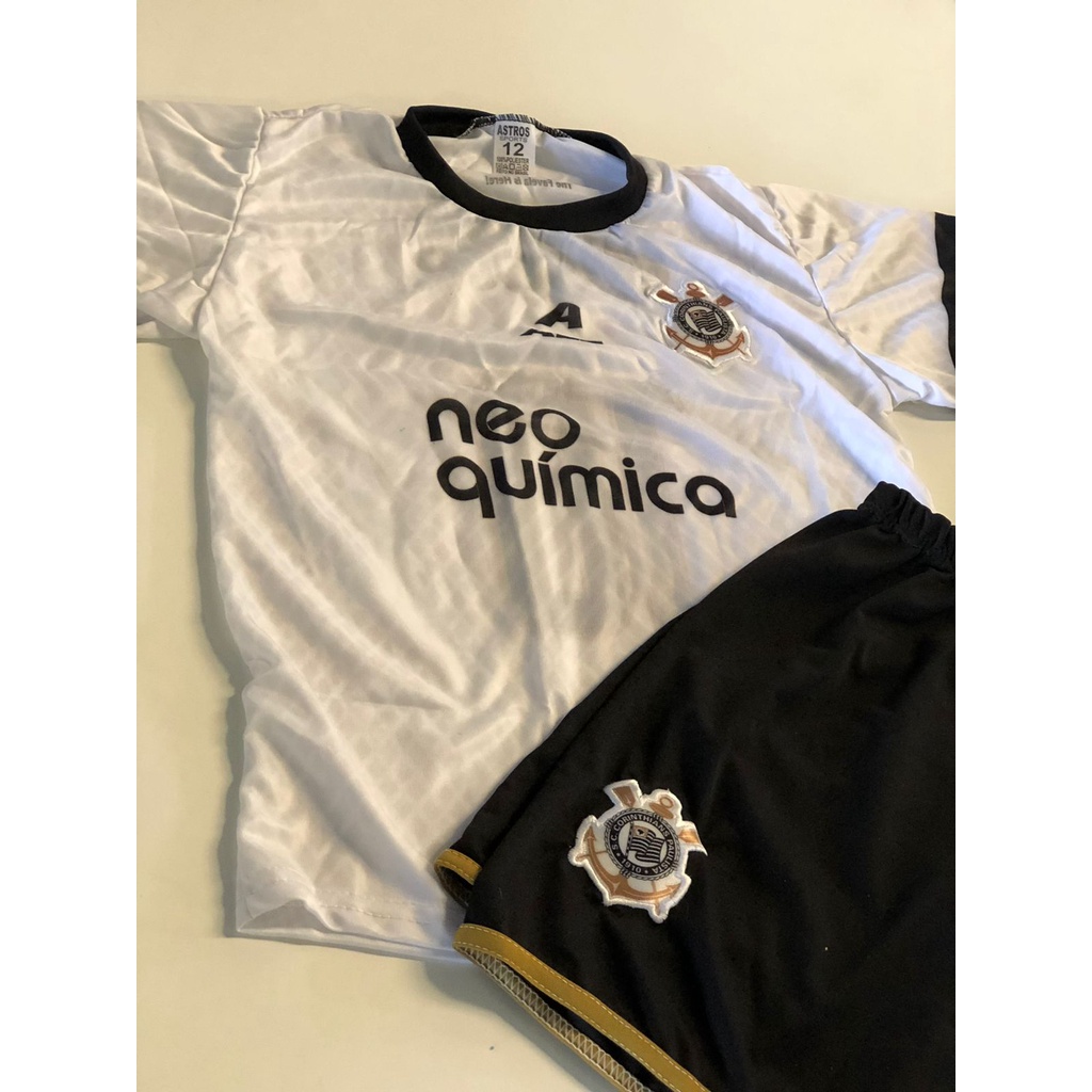 Kit Conjunto De Time Infantil Do Corinthians Preta E Branca Camisa Short Shopee Brasil