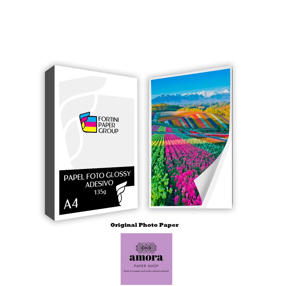 20 folhas Papel Fotográfico 135g Glossy Adesivo Brilhante A4 Premium Line A prova d'água