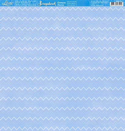 Papel Para Scrapbook Folha Simples Estampa Básica Chevon Azul Litoarte  SBB-134 30,5x30,5