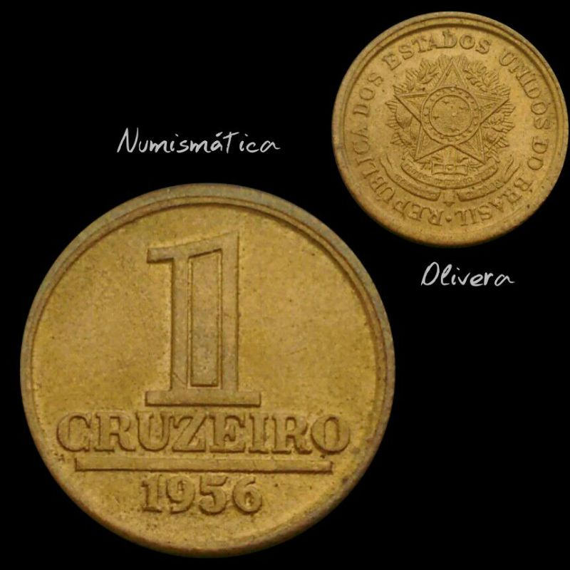 Moeda antiga 1 cruzeiro 1956 Módulo menor - Brasil