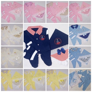 Saida Maternidade 4 peças RN Menino Menina Maternidade Malha Furadinha em Oferta na Shopee